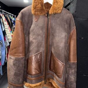 Aimé Leon Dore Hooded Shearling Jacket Brown Chestnut Mens Size 2XL